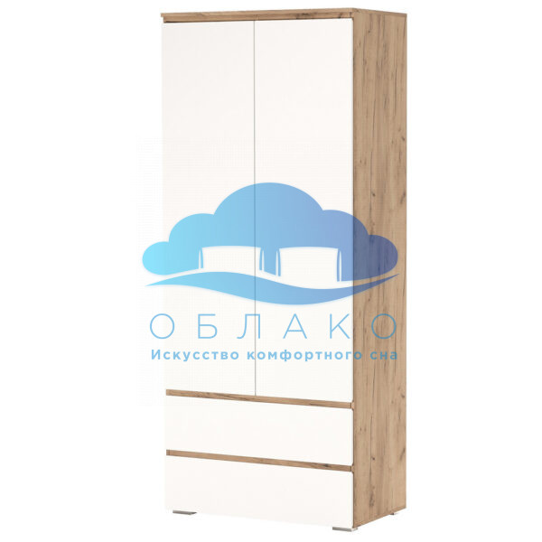 Шкаф Гретта 2С2Я с полками Крафт золотой/Белый 1