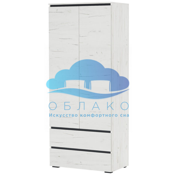 Шкаф Гретта 2С2Я Крафт белый/Антрацит 1