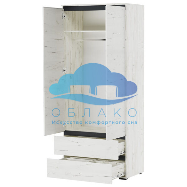 Шкаф Гретта 2С2Я Крафт белый/Антрацит 2