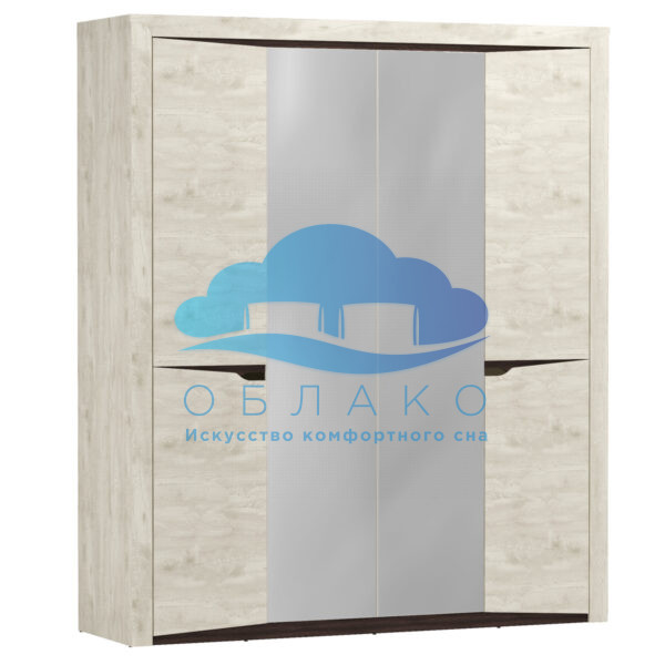 Шкаф Лючия 4-ёх дверный 33.01 Бетон Пайн белый/Дуб Венге Олмеко