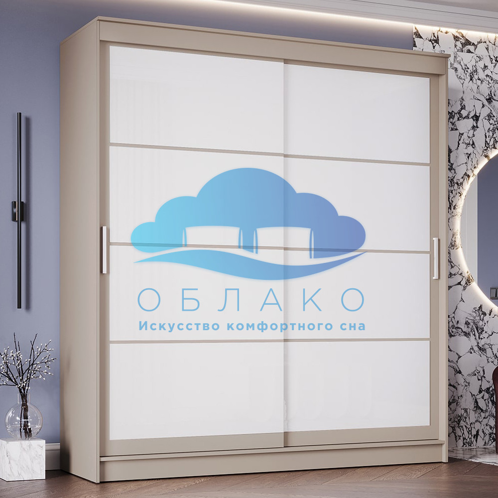 Шкаф-купе Гранд 2.0 Сатин/Лакобель Белая 1 Шкаф-купе Гранд 2.0 Сатин/Лакобель Белая 1