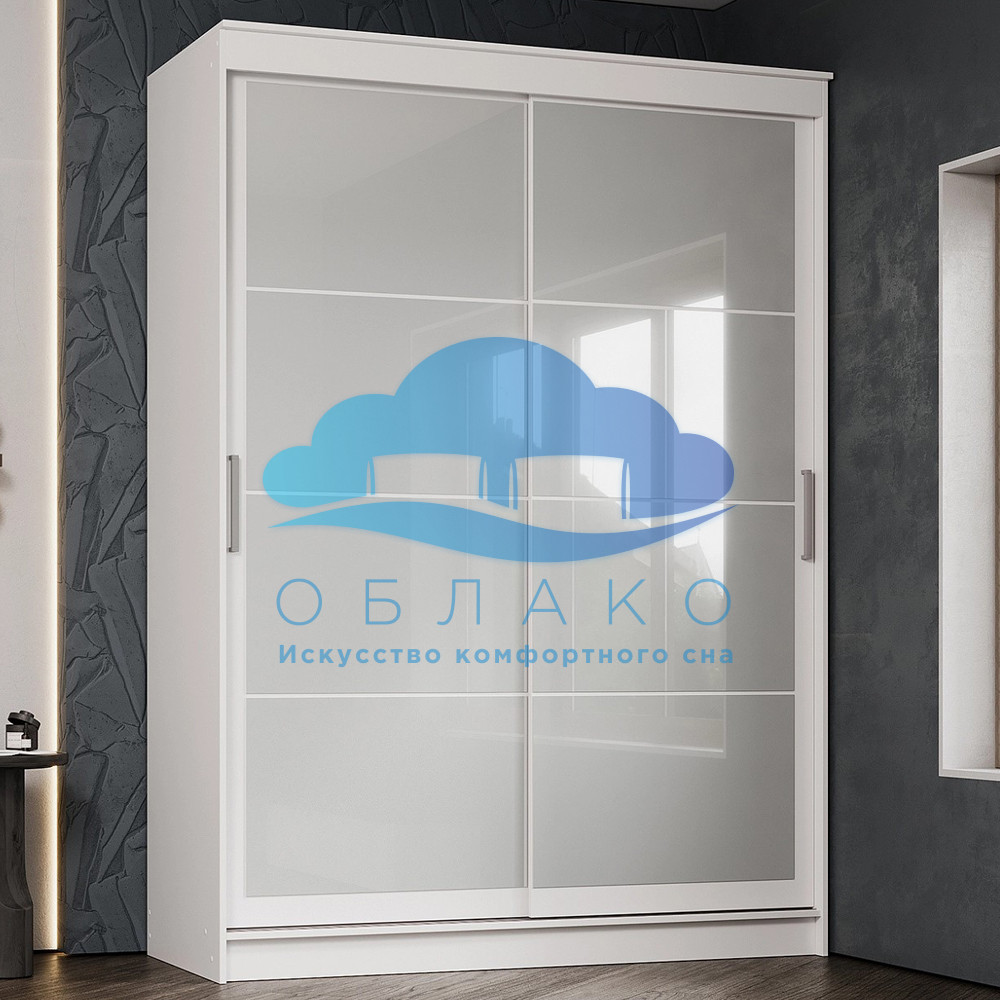 Шкаф-купе Гранд 1.6м Белый гладкий/Лакобель Белая 1 Шкаф-купе Гранд 1.6м Белый гладкий/Лакобель Белая 1